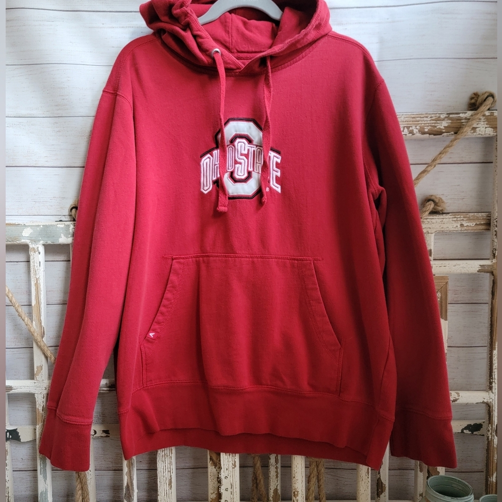 Antigua Red Ohio State Embroidered Hoodie